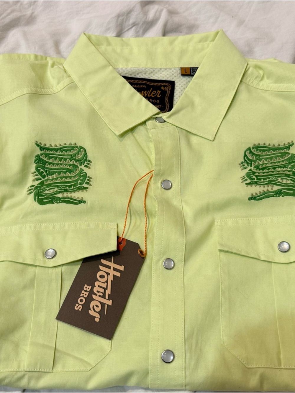 Howler Brothers Slithering Gators Shirt with Green Embroidery - Large - NWT